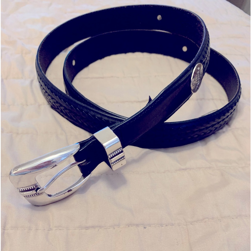 Black Golf Belt, ONYX by Brighton, #5603, Date stamped backside of buckle 1998